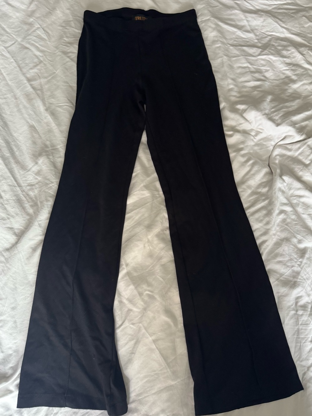 Truth by Republic Black Front-Seam Flare Knit Pants - Size XS